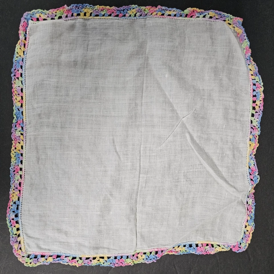Pañuelo Vintage Blanco Con Crochet Encaje Borde Borde 11" Juego de 3 (D) Foto 4 de 4