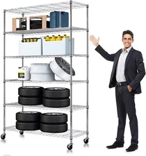 6 Tier Wire Shelving Unit NSF Adjustable  Metal Shelf Storage Rack 18”x48”x82”