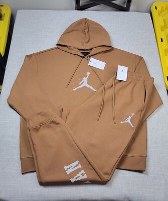 NIKE Air Jordan Hoodie Jogger Pants Set XL Mens Brown