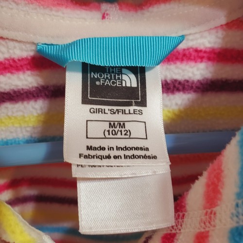 The North Face Striped Zip Up Fleece Jacket w/ Hood Girls Size M (10-12) - Picture 5 of 7