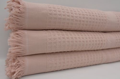 Pure Cotton Turkish Waffle Pink King Blanket - Foto 1 di 7