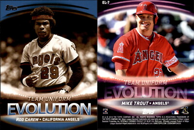 2019 Topps Series 2 Evolution EL-7 Blue Parallel MIKE TROUT/ROD CAREW Angels