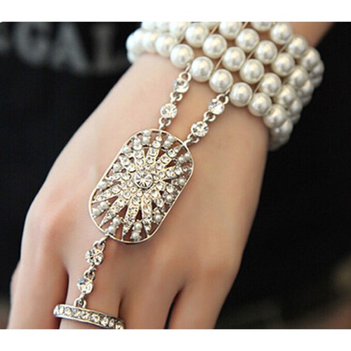 Great Gatsby Vintage Bracelet Bridal Pearls Fashion Luxury Womens Jewelry Bangle - Picture 7 of 8