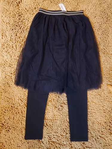 Gymboree Girl's 2-In-1 Black Legging w/Tulle Skirt w/Gold/Black Accent Size 7/8 - 第 1/2 張圖片