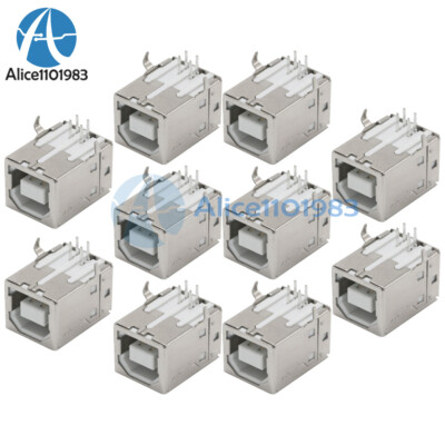 10PCS USB Type-B Connector 90 Degree PCB Soldering Female to Pin For Printer