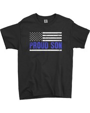 Proud Son Blue Line Police Flag Youth T-Shirt American Support