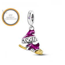 Witches Broom Dangle Charm, Halloween Charm, Women Gift Charm, Silver Charm