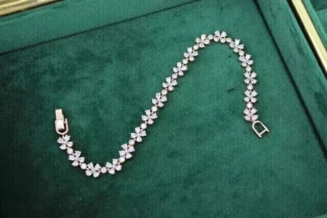 4Ct Pear Cut Simulated Diamond Women's Tennis Bracelet In 14K White Gold Plated