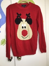 21 Men Reindeer Light Up Red Christmas Ugly Sweater Sz Small