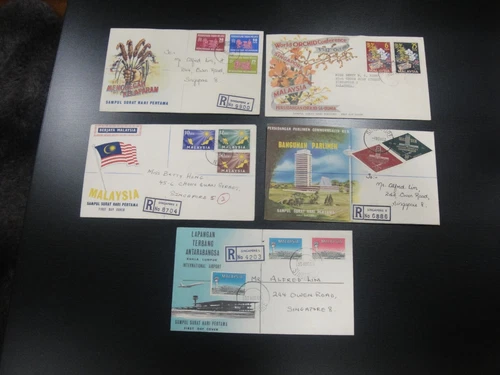 MALAYSIA 1963-1965 5 First Day Cover to Singapore,L@@K