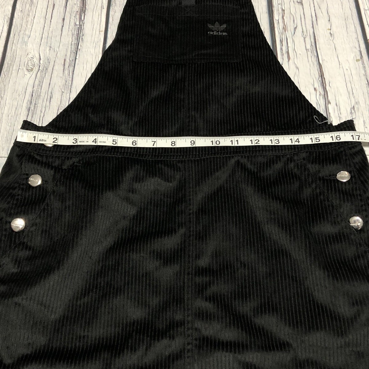 Adidas Women's Dungaree Overalls Corduroy Dress Black Size