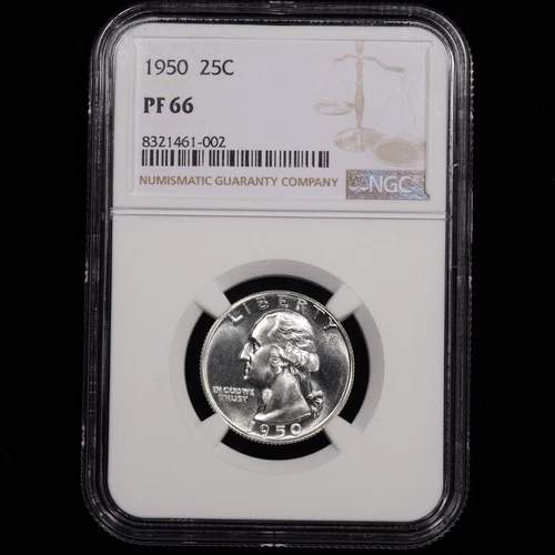 1950 Proof Washington Quarter 25c - NGC GRADED PF66 - Low Mintage Proof Year