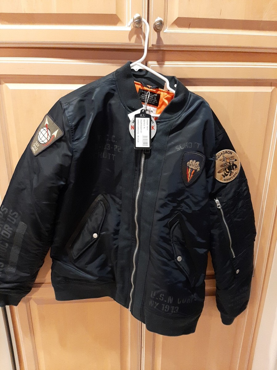 nm-2406.Schott ショット NYLON VARSITY JACKET schott nylon jacket xxl New Navy | eBay