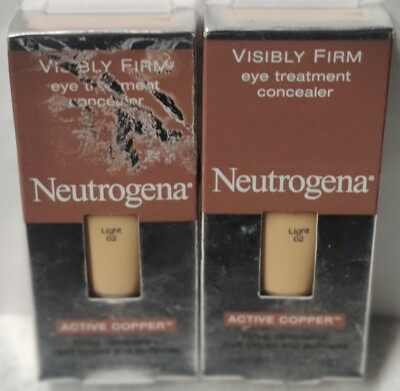 LOT of 2, Neutrogena Visibly Firm Eye Treatment Concealer Active Copper Light 02