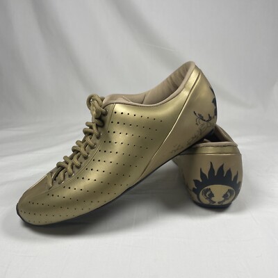 Melissa Gold Metallic Jelly Perforated Art Print Lace Up Sneakers