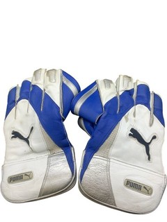 PUMA Men's Cricket Gloves Iridium 3000 Blue White Leather Pre Loved