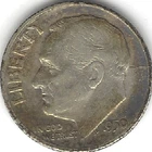 1950-P,  Roosevelt Dime, Silver, circulated (U.S. Coin, Money Collectible)