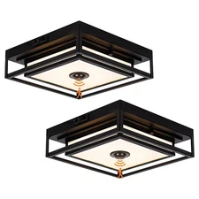 2 Pack LED Motion Sensor Outdoor Ceiling Light, Industrial Flush Mount Ceilin...