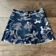 Athleta Sonic Skirt Skort Floral Navy Blue Size Small
