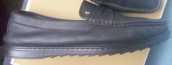 Men Loafers Black Leather 44