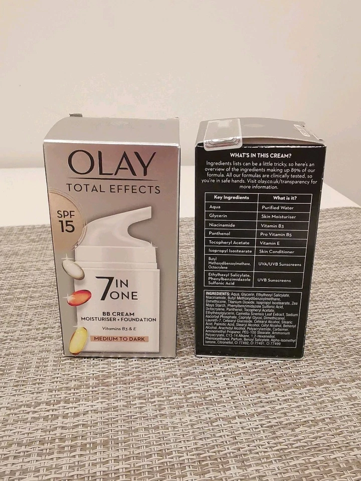 2x50ml OLAY Total Effects 7In1 Spf15 BB Cream Moisturiser + Foundation Vit.E+B3 - Image 2 of 4