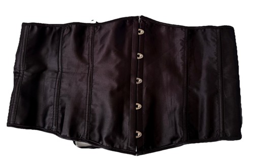 Black Satin Corset Waist Cincher Lace Up Belt 6XL 39" Length 11.25" Width
