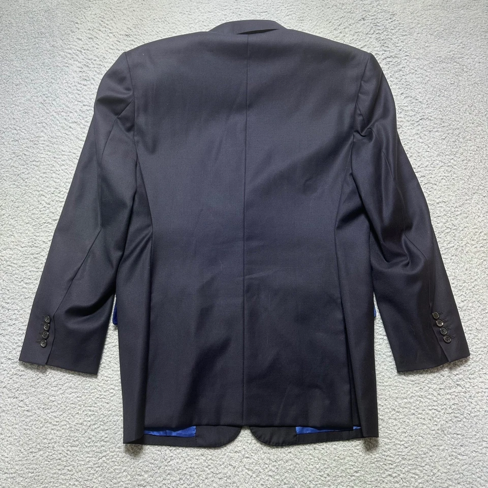 Loro Piana Four Seasons Super 120s Custom Made Suit Jacket Blazer Navy Blue 40 - Image 3 of 4