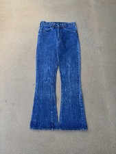 Vintage 70  s Levi  s 646 Orange Tab Bellbottom Flare Faded Denim Jeans Size 28x31