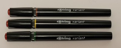 Set of 3 rOtring Variant Technical Drawing Pens 0.2, 0.4, 0.8