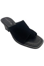 Donald Pliner Women's Jin Calf Suede Slip On Heel Sandals Black
