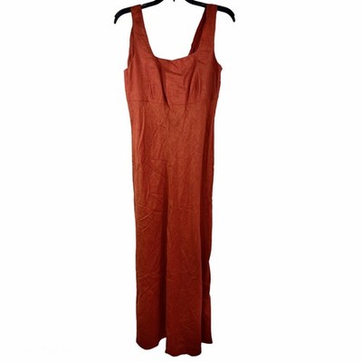Luisa Spagnoli Maxi Sleeveless Dress Tie Back Classic Linen Woman Dress SZ S 44