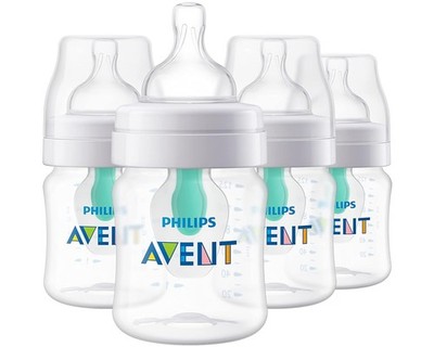 Anti Colic Baby Bottles 4oz with AirFree Vent Flow 1 Nipples 4 Pack