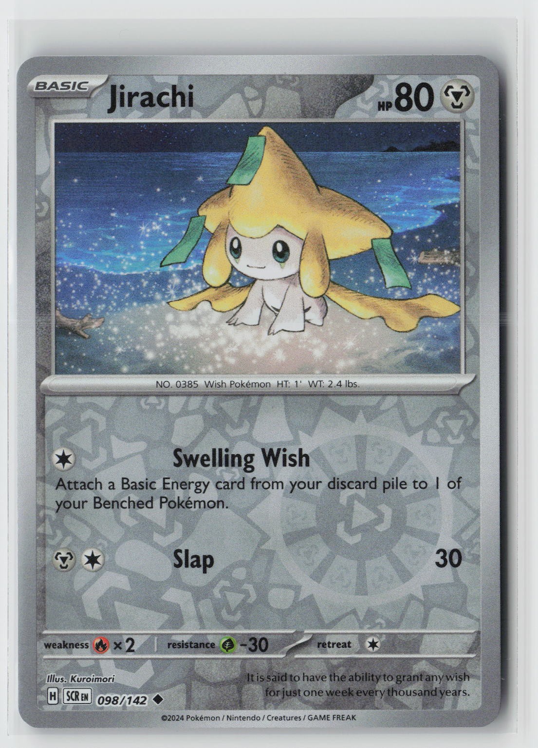 Jirachi Reverse Holo Uncommon SV07: Stellar Crown 098/142 NM