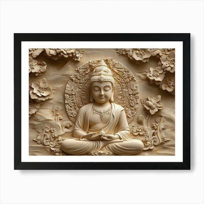 3D Hindu alter religiöser Buddha ein gerahmtes Wandbild Poster Leinwanddruck Bild