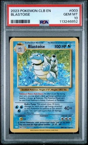 PSA 10 Gem Mint Blastoise 003 Pokemon CLB Trading Card Game Classic