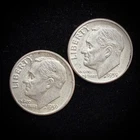 90% Silver - 1959 Roosevelt Dime - 2 Dimes - Circulated Condition - 08-30