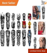 Large Waterproof Temporary Tattoos 8 Sheets Full/Half Arm Fake Tattoos Men Women