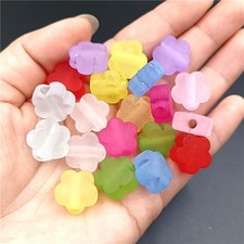 Frosted Spaced Beads 20pcs 15mm Acrylic Flower Shape DIY For Jewelry Making 