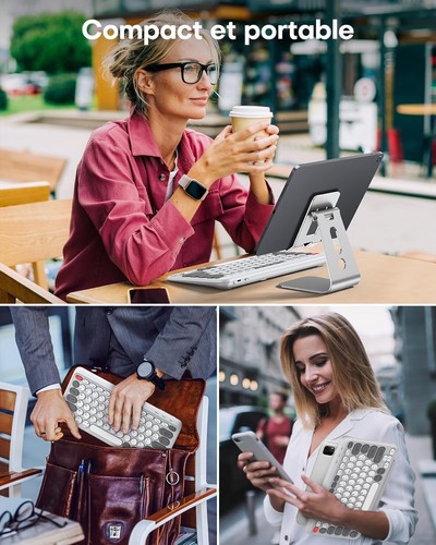 TECURS Clavier sans Fil Rechargeable Clavier Bluetooth Multi Dispositifs pour - Afbeelding 24 van 24