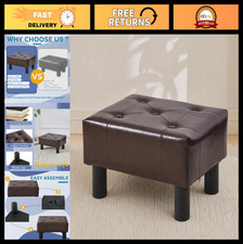 Faux Leather Small Foot Stool Ottoman - Rectangle Foot Rest For Living Room Ent Faux Leather Small Foot Stool Ottoman - Rectangle Foot Rest For Living Room Ent