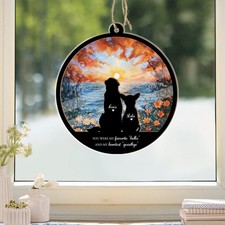 Personalized Dogs Memorial Suncatcher, Pet Loss Sympathy Window Hanging Gift