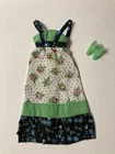 VTG 1972 BARBIE BUSY STEFFIE MOD FLORAL MAXI DRESS w LIME GREEN HEELS- MINT