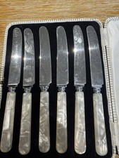 Sheffield Vintage Stainless Steel Butter Knives with Mother of Pearl Handle