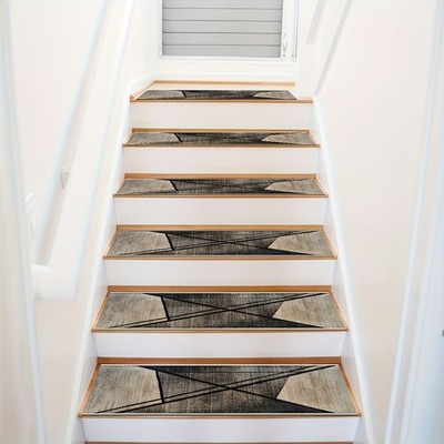 Geometric Line Pattern Stair Tread Mat, Soft and Durable, Machine Washable and