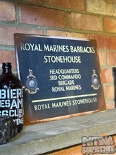 Royal Marines Stonehouse  Sign Rusty Weathered Worn Commando Barracks