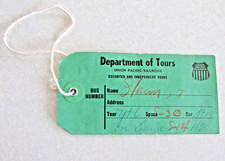 vv234 Vintage Railroad Union Pacific Department of Tours Bus ticket tag