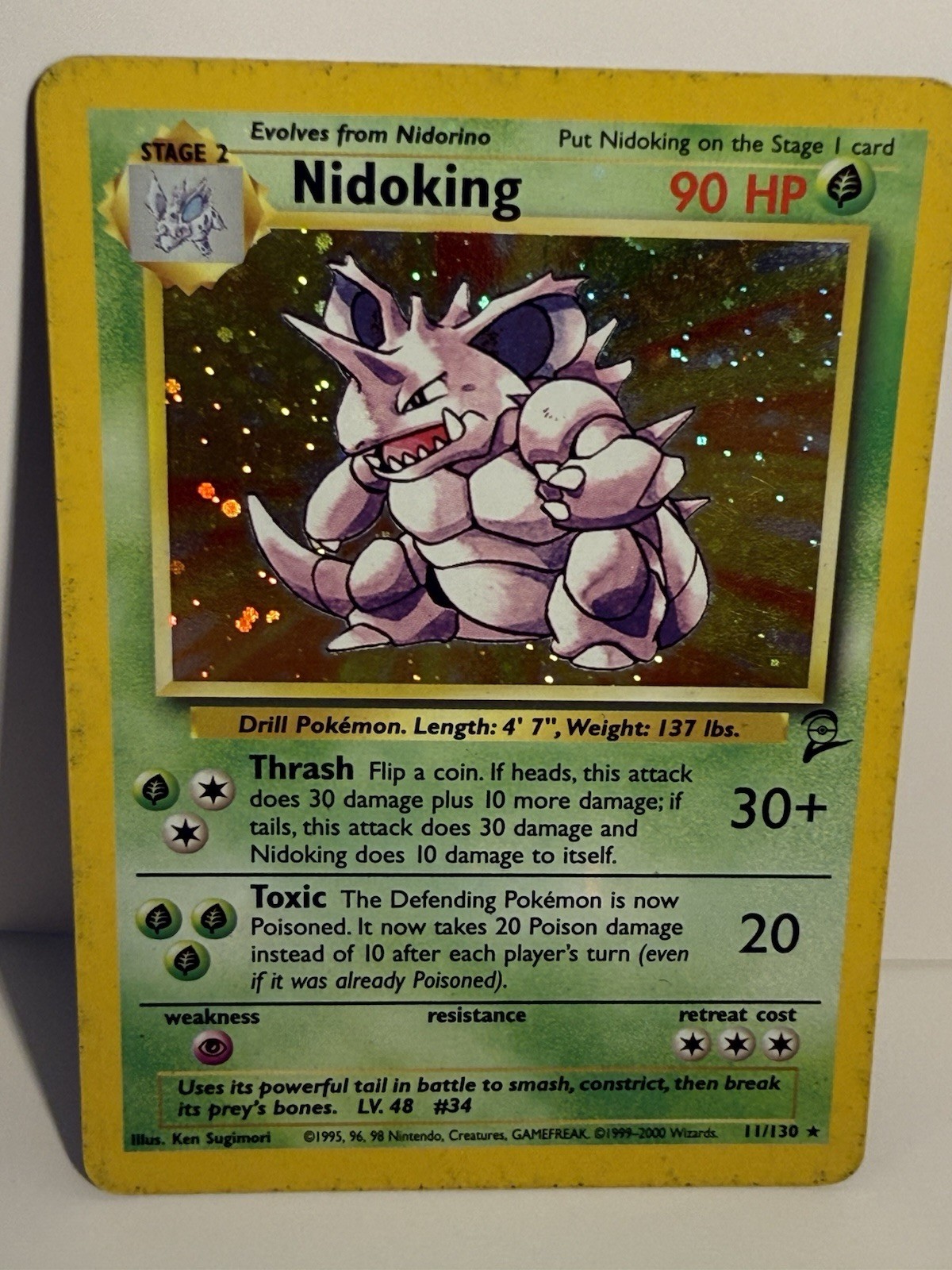 Nidoking Pokemon Card Holo 11/130 Rare Original 2000 Vintage LP/NM