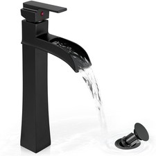 Vessel Sink Faucet Black, 12 Inch Waterfall Tall Bathroom Faucet One Hole wit...