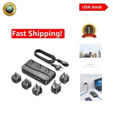 250W Travel Voltage Converter with 3 AC Outlets  4 USB Ports - Travel Safe 