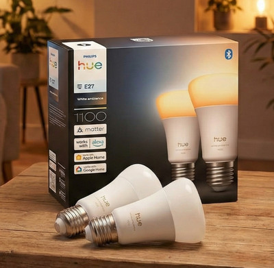 Philips Hue Smart LED A60 Lampe, White Ambiance, E27 Fassung 1100 Lumen 2er Pack